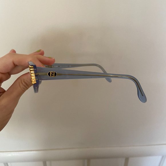 Authentic Translucent Baby Blue, Gold accented Vintage Fendi Eyeglasses frames - Picture 2 of 6